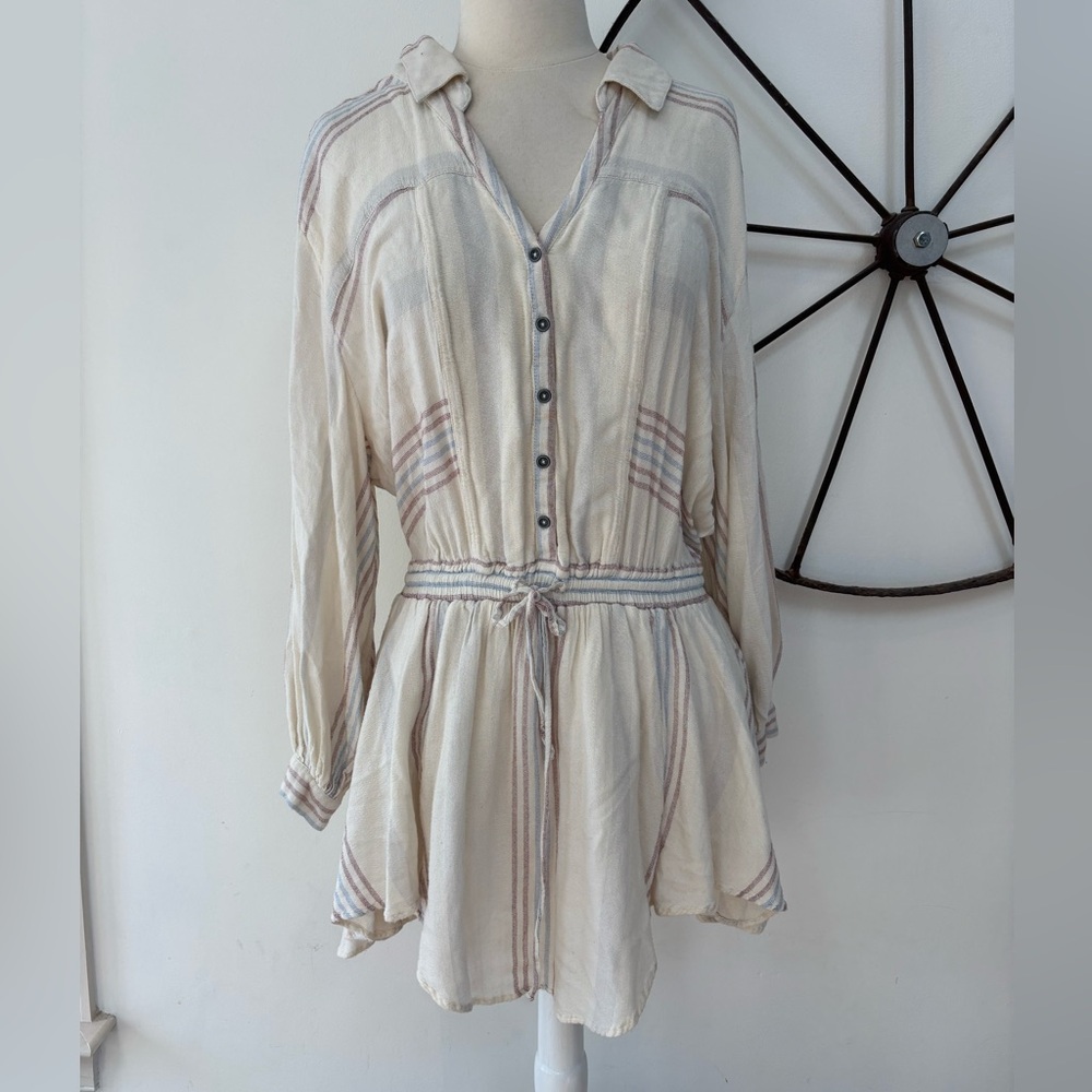Free People ivory striped beachy oversized basal dress XS